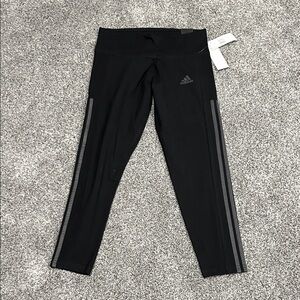 adidas Black Leggings with Gray Stripes